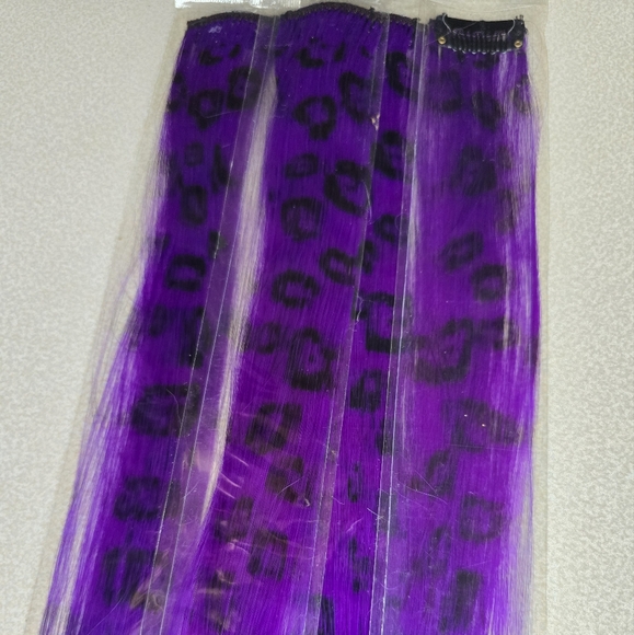 💜 4x Purple Leopard Print Hair Extension Clips - Picture 3 of 13